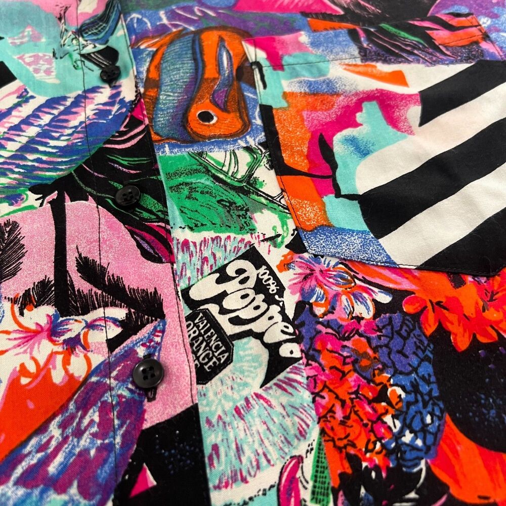 Vintage TAKE AWAY Abstract Rayon Shirt Large - Picture 6 of 6